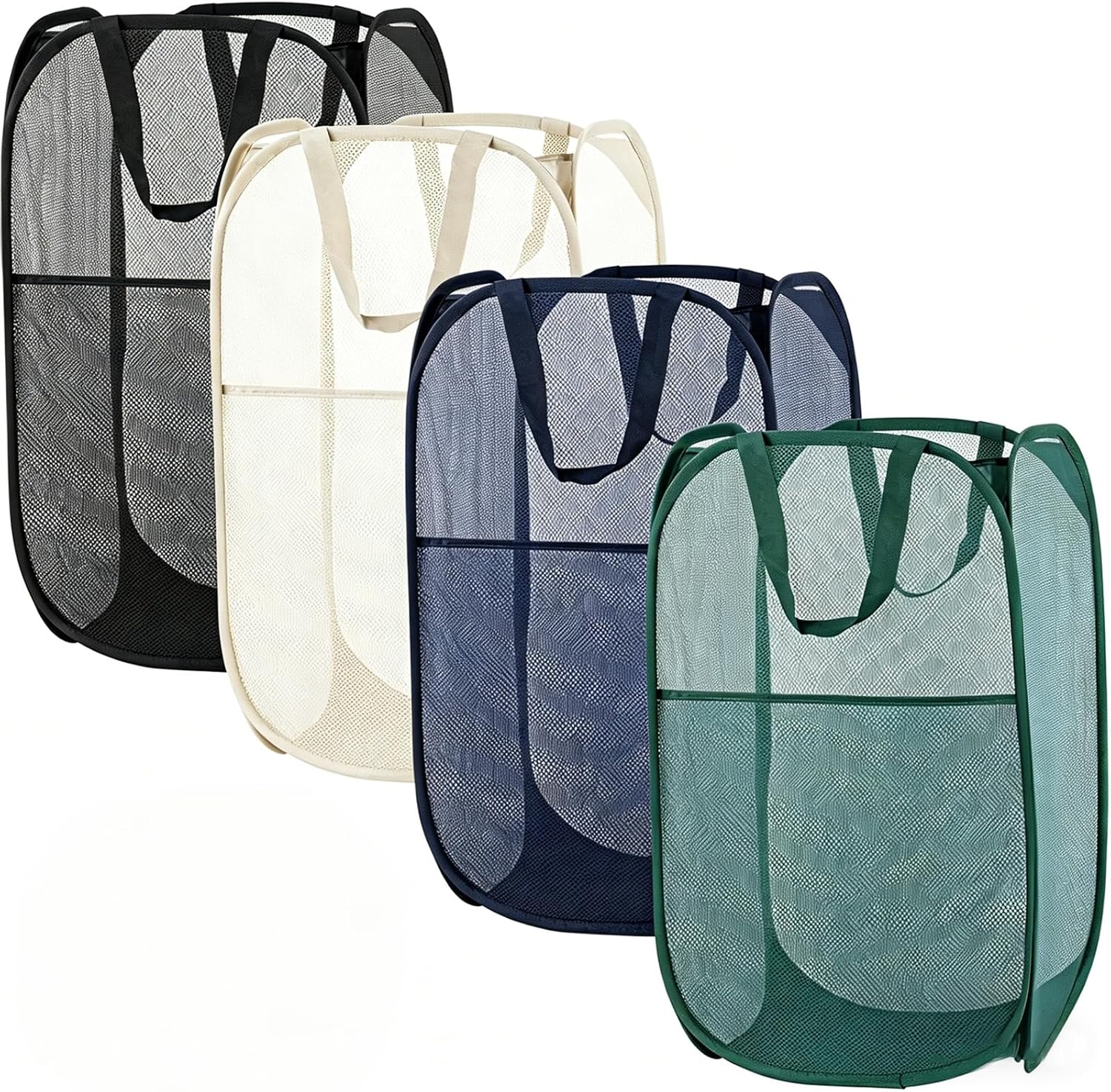 4 Pack Pop-up Laundry Hamper, Collapsible Laundry Baskets, Foldable Mesh laundry basket with handles, Opening Laundry Hampers, Lightweight Dirty Clothes Basket for Clothes & Home Organization