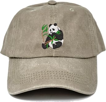 Beautiful Panda Bear Embroidered Washed Cotton Baseball Cap hat