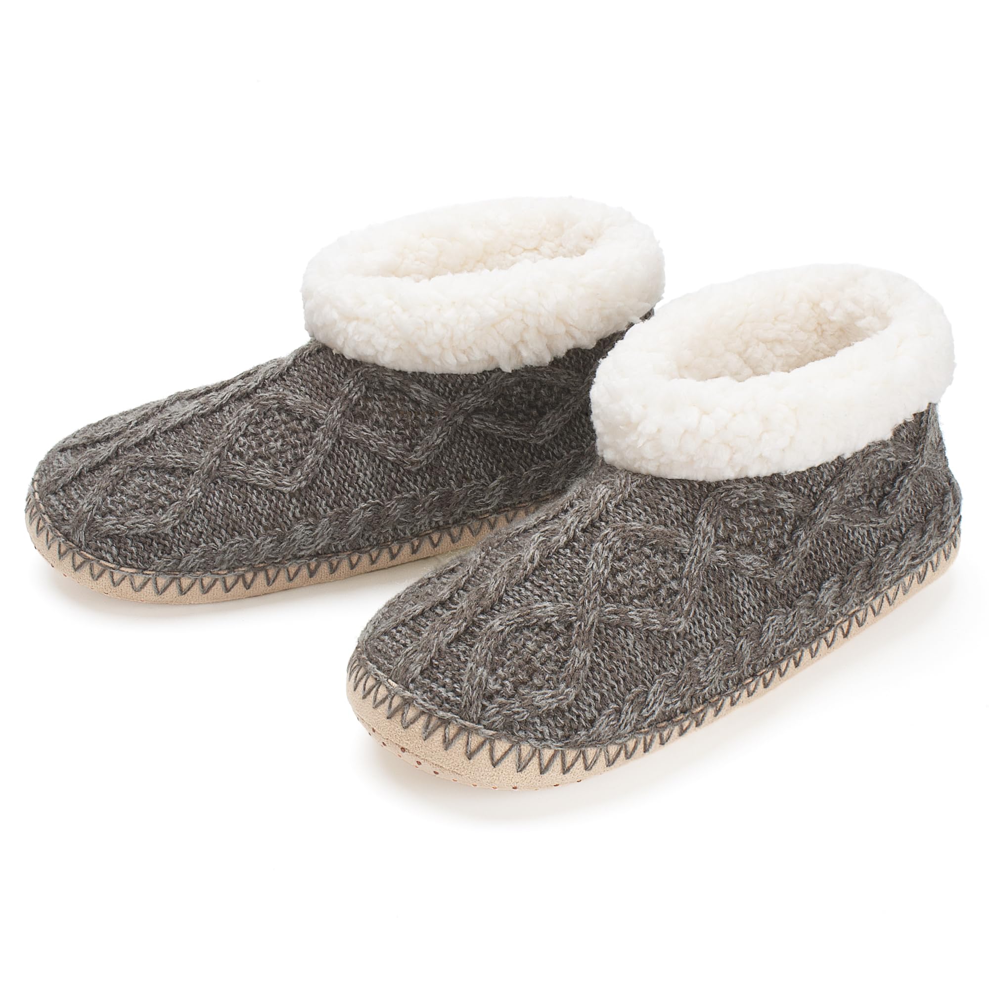 cosyone1997Cable Knit House Slippers for Women Indoor, Sherpa Fleece Lined Soft Loafer Shoes, Winter Warm Fluffy Bedroom Fuzzy Socks Non-slip Grippers, Cozy Gifts Unique