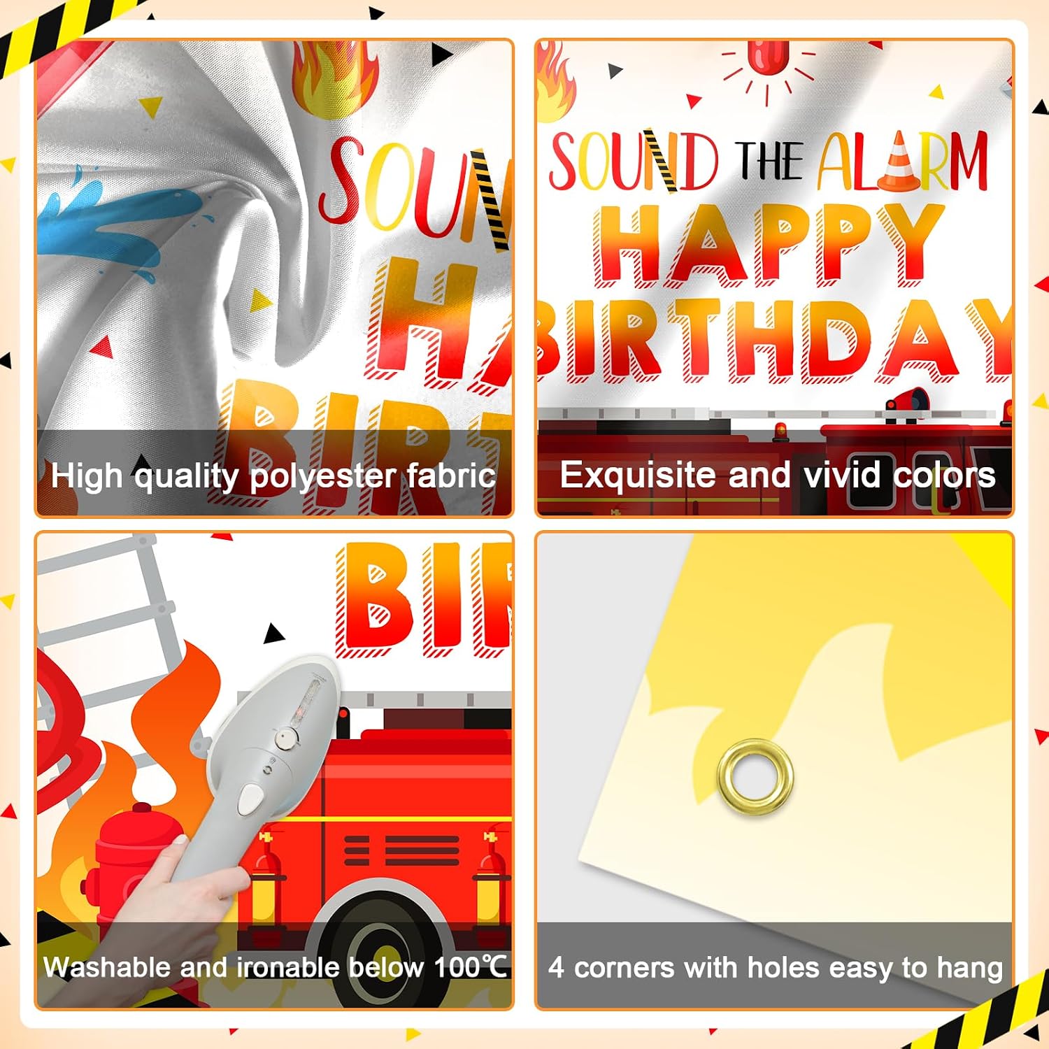 Avezano Firetruck Birthday Party Banner 6 x 3.6 ft Fire Truck Theme Birthday Decorations for Kids Firefighter Red Bday Photo Booth Cake Table Decor