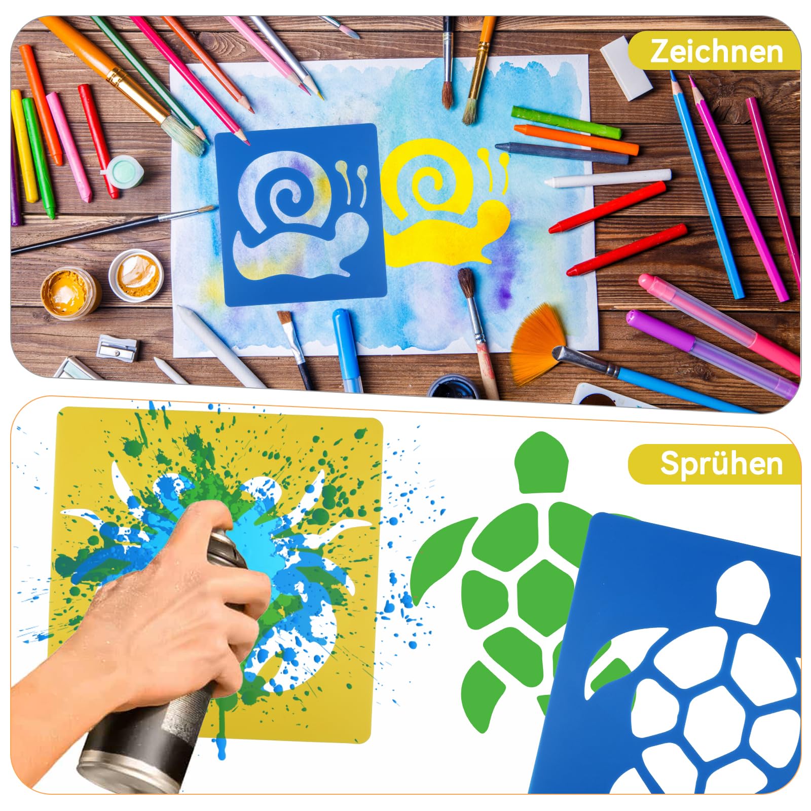 NAKLEO Teken Sjabloon voor Kinderen, 8 St Set 15x15cm Vervoer Auto's, Kinderen Creatief Tekening Stencil Kunststof en Herbruikbaar, DIY Decoratie Kunst en Ambacht, Papier Muur Hout Stof