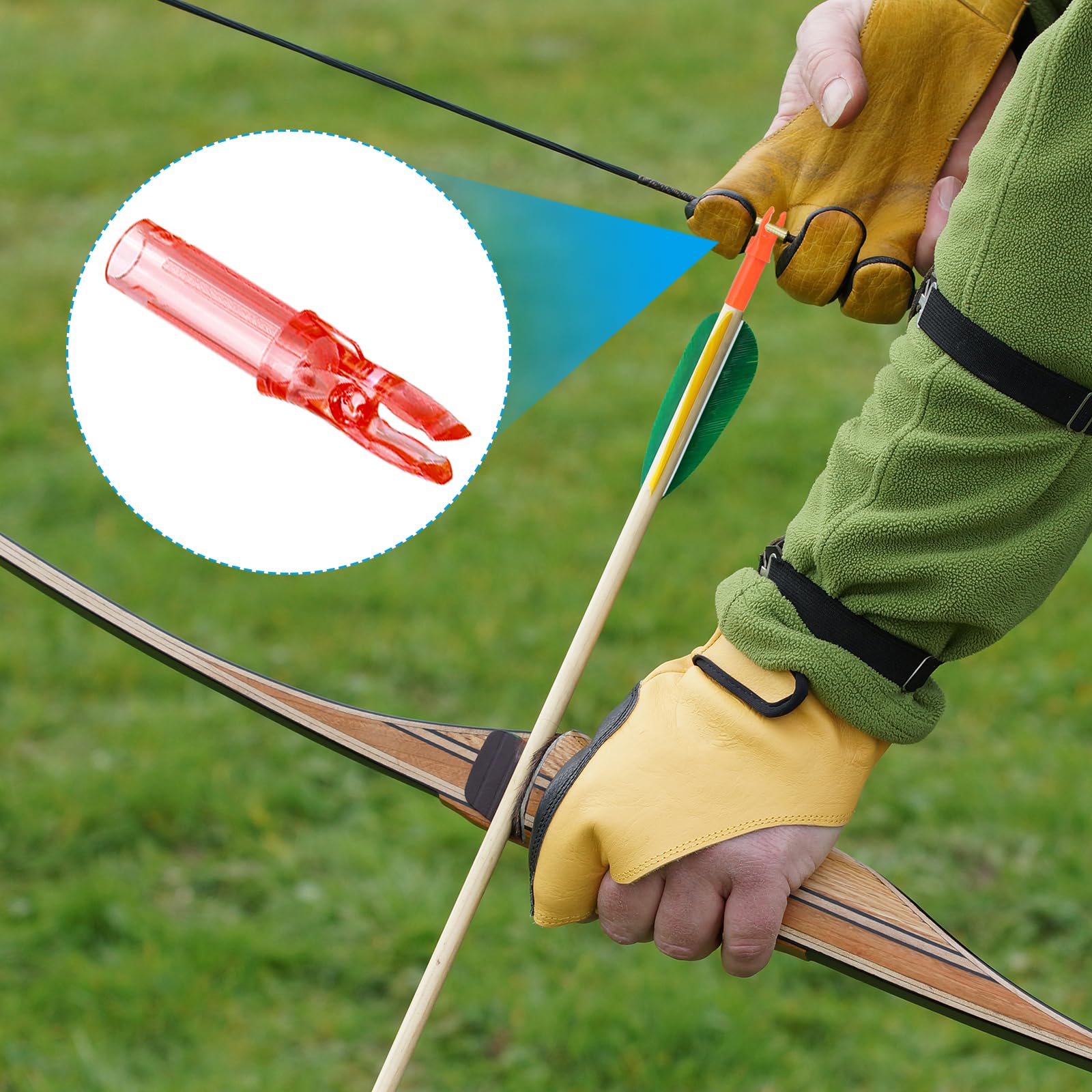 QUARKZMAN Encoches De Flèches en Plastique pour Flèches en Carbone .244"/6.2mm pour Arc À Poulies Et Arc À Courbe Chasse Tir DIY (Rouge Transparent, Lot de 50)