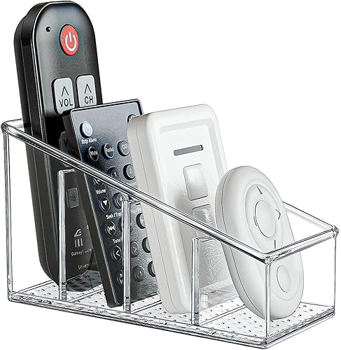 MaxGear Soporte de control remoto transparente para mesa de TV pequeña, soporte de control remoto de plástico, organizador de control remoto de