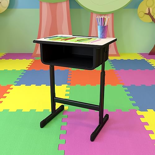 Miniatura 8 de Flash Furniture Billie - Escritorio para estudiantes de frente abierto para aulas o aprendizaje remoto, escritorio escolar de altura ajustable con