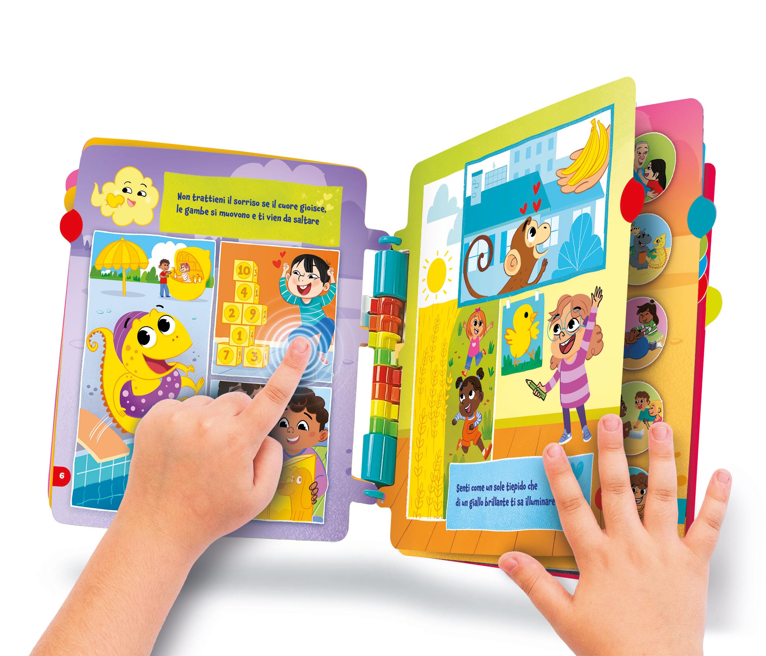 Clementoni Sapientino - Girapagina Emozioni e Colori, Gioco Educativo Bambini 3-5 Anni, Libro Interattivo per Imparare a Leggere e Scoprire Le Emozioni, Lingua Italiana, 16645