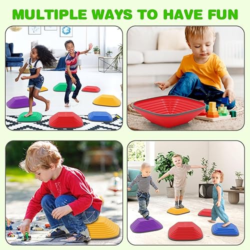 Miniatura 2 de 8PCS Balance Stepping Stones,Non-Slip Stepping Stone,Toddlers Sensory Play Equipment Toy,Durable Non-Slip Stones Promotes Balance Coordination &