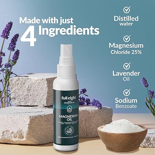 Miniatura 5 de Botella de aceite de magnesio puro con lavanda, spray corporal tópico de magnesio para pies, dolor muscular, calambres en las piernas y sueño,