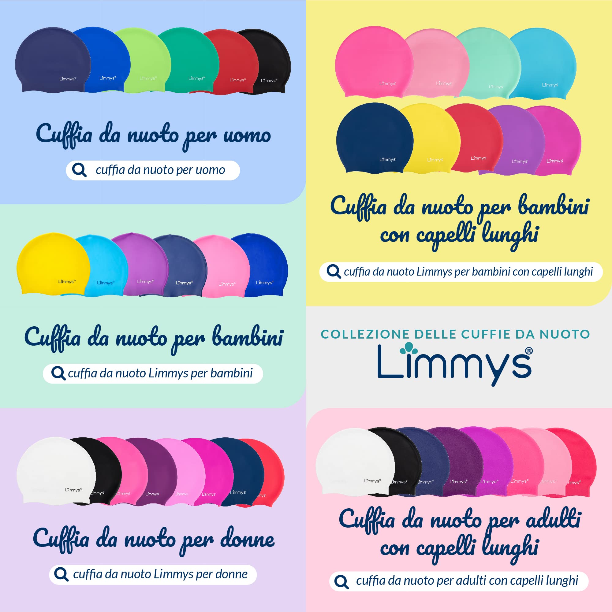 Limmys Cuffia in Silicone per Capelli Lunghi – Morbida, Elastica e Antiscivolo – Vestibilità Comfort Senza Tirare, Spazio Extra per Capelli Lunghi e Spessi, Silicone Senza Lattice, Facile da Indossare
