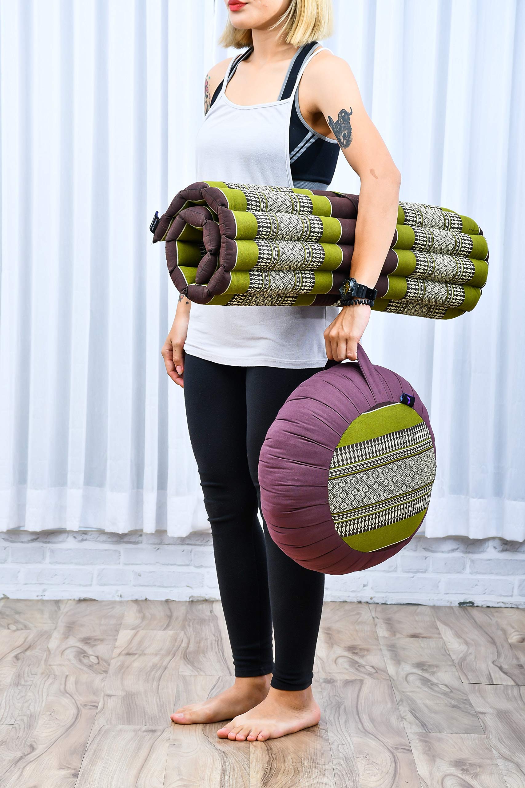 Leewadee Set Méditation Zafu & Zabuton - Coussin Méditation Kapok Yoga Zen Zazen