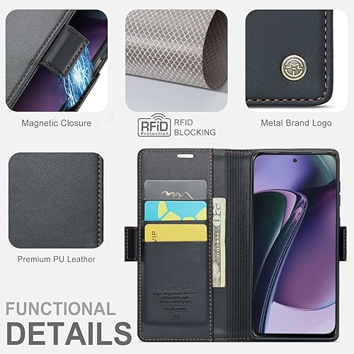 Miniatura 3 de Funda para Moto G Stylus 5G 2023, piel sintética, con tarjetero y bloqueo RFID, función atril, a prueba de golpes, funda para teléfono para Motorola