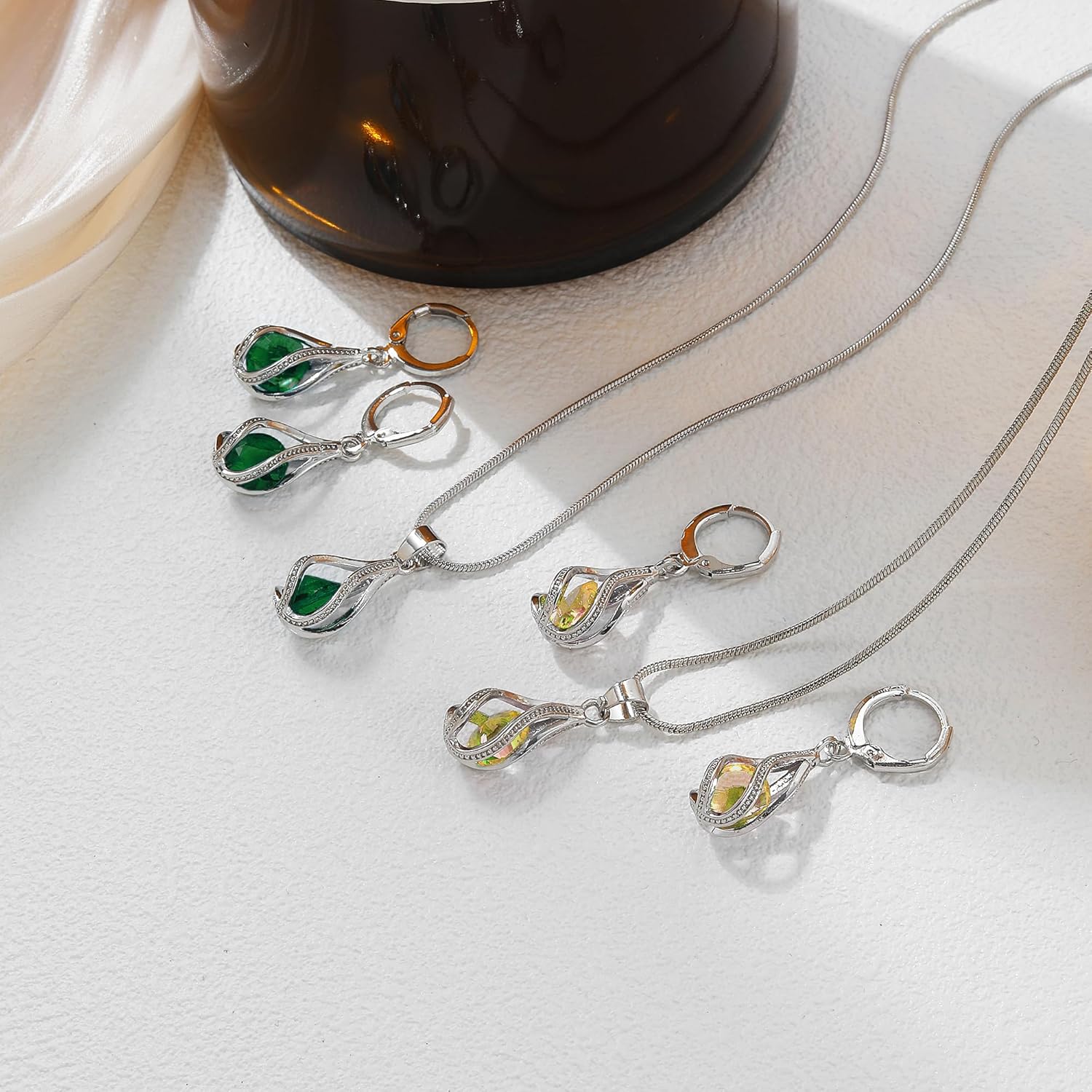 IFKM Silver Jewelry Sets for Women Rhinestone Crystal CZ Bridal Bridesmaid Accessories Necklace Earrings set for Wedding Prom Anniversary Birthday Gifts - Image 4