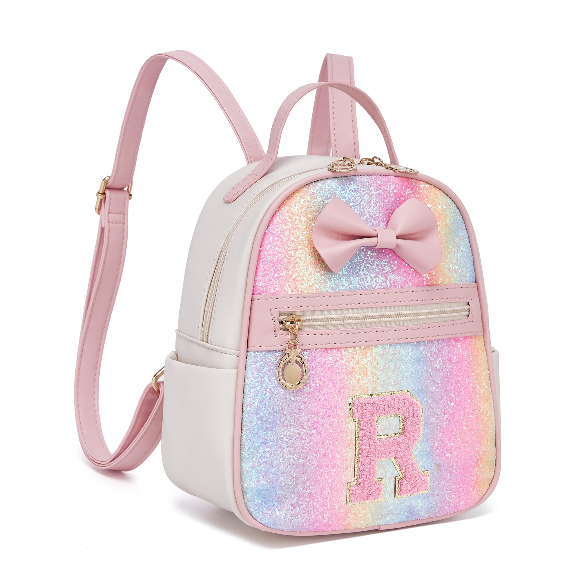 I IHAYNER Girls Initial Purse Small Backpack for Kids Cute Mini Backpack for Girls Personalized Trendy Stuff Gifts for Women （Pink-R）