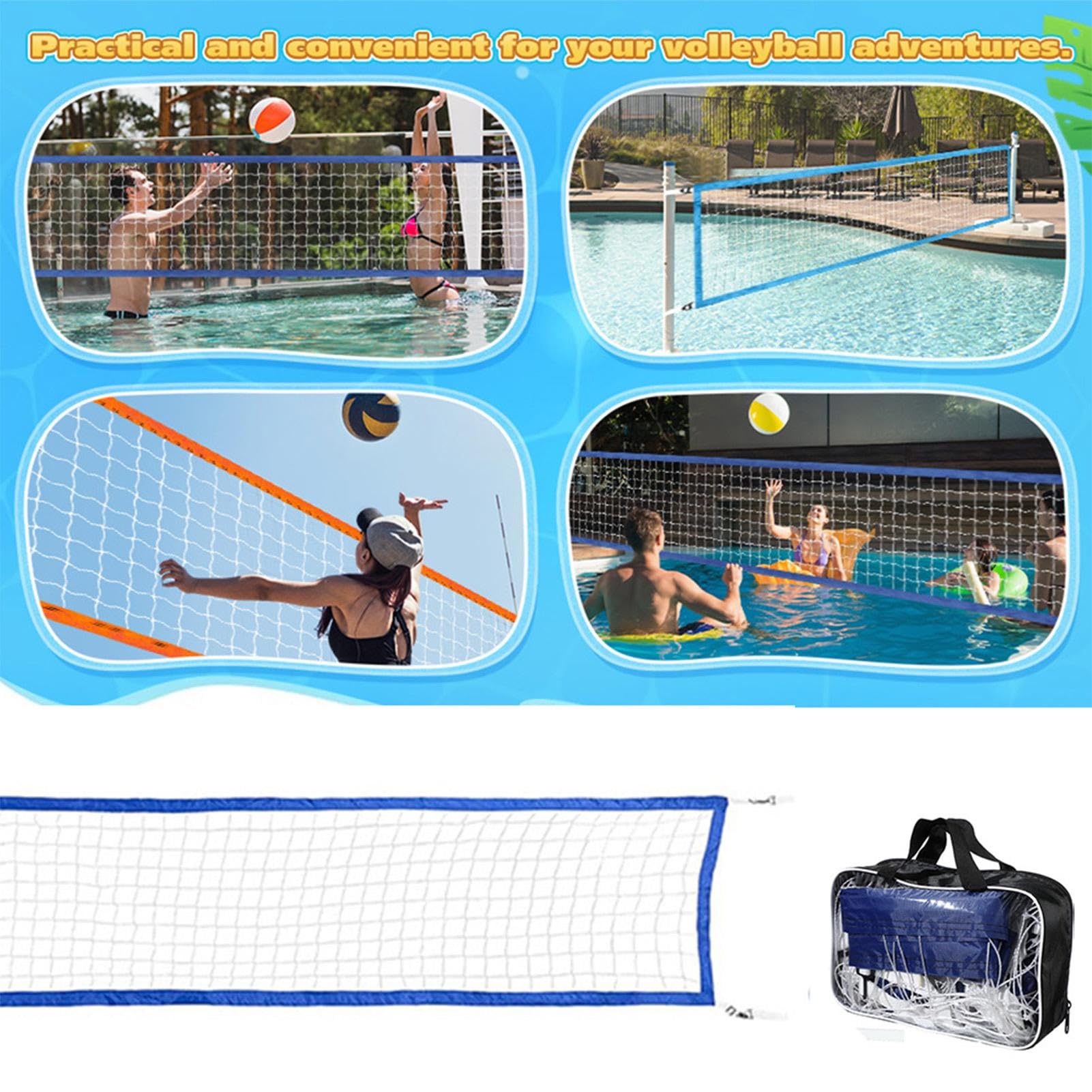Rete da pallavolo da piscina, portatile, 38 x 0,9 m, resistente, accessori sportivi di ricambio per giochi d'acqua in giardino e all'aperto