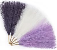 Vista 22 de Serwalin Decoración de Hierba de las Pampas, Decoración de Pampas Negra, 17 pulgadas, 6 piezas de Hierba Sintética de Pampas, Decoración Moderna