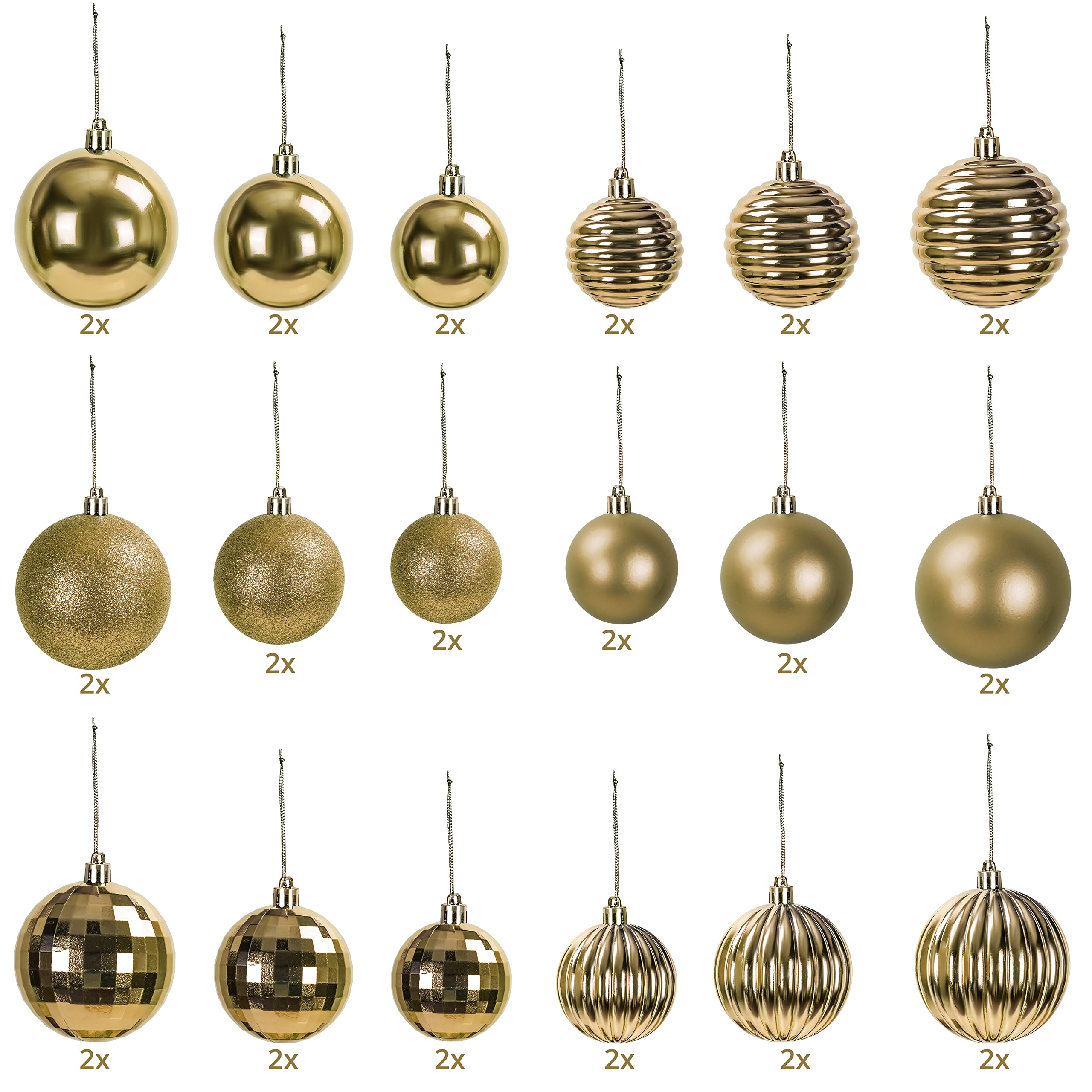 Krist luxe kerstballen - 6x stuks - rood/groen/goud - kunststof | Leen