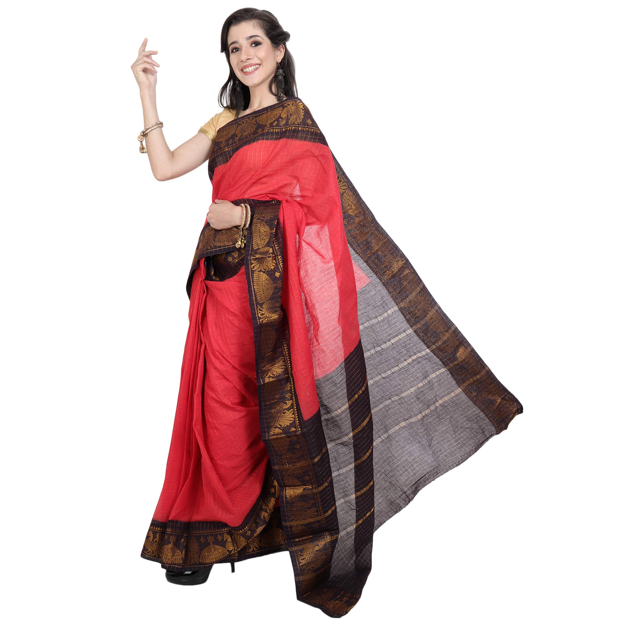 JISB Women's Sungudi checks Cotton Saree