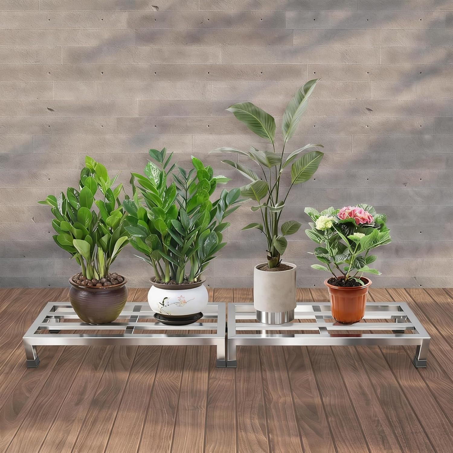 2 Pack Dunnage Rack 23.62" L x 9.84" W x 3.94" H Stainless Steel Dunnage Rack 1102 lbs to 2204 lbs Load Capacity Storage Commercial Food Service Storage for Restaurant Kitchens Shop Sliver