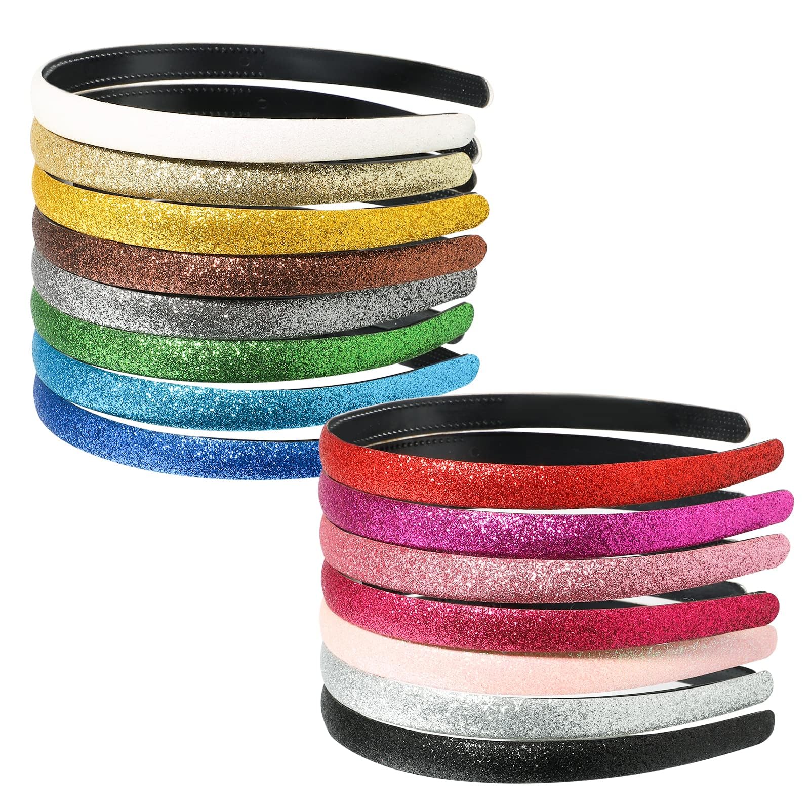 doboi 15 Colors Toddler Headbands Sparkle Plastic Headbands For Girls