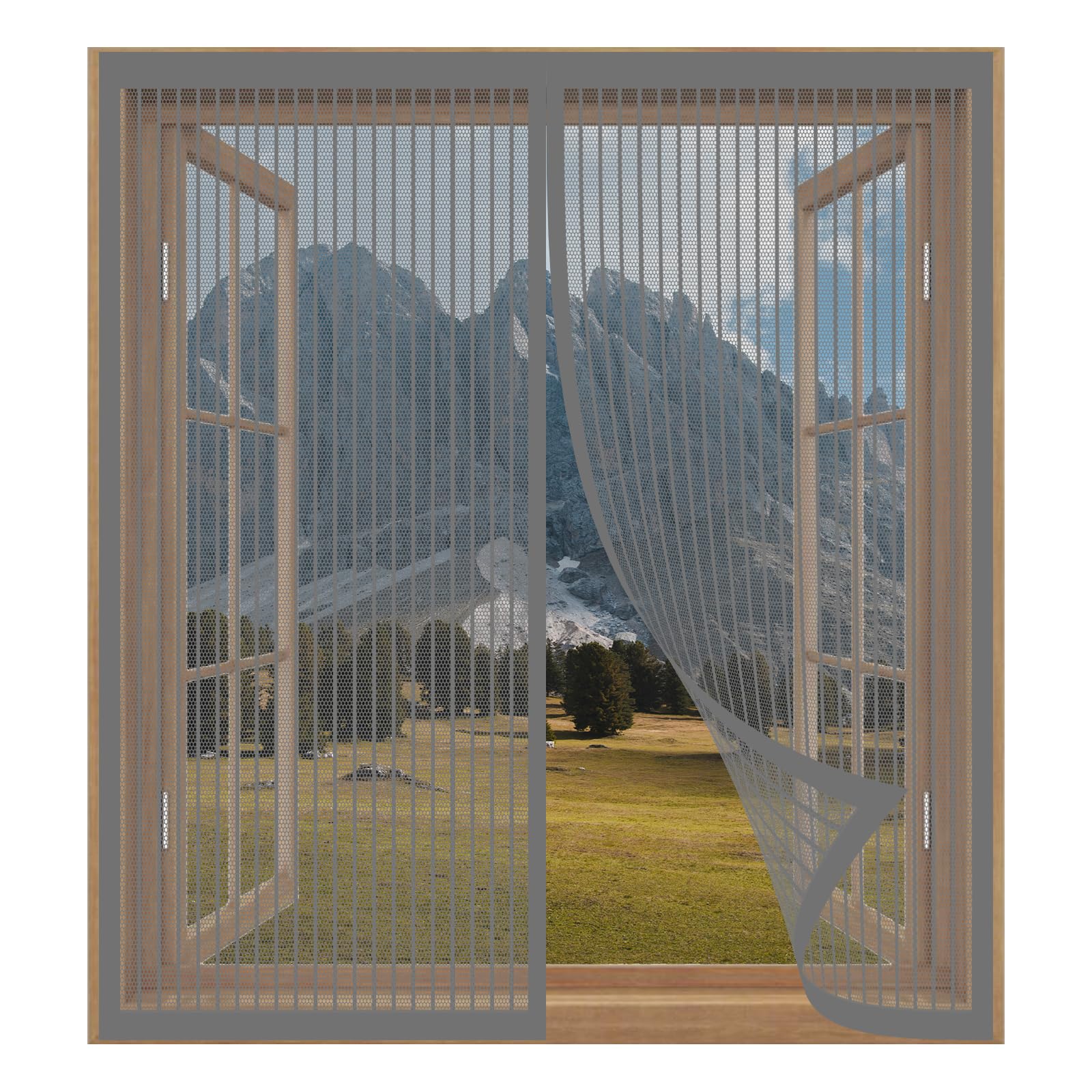Mosquito Net for Windows 53 x 130 cm Easy Installation No Drilling Or Screwing Mesh Curtain for Windows Nets to Keep Bugs Out, Grey