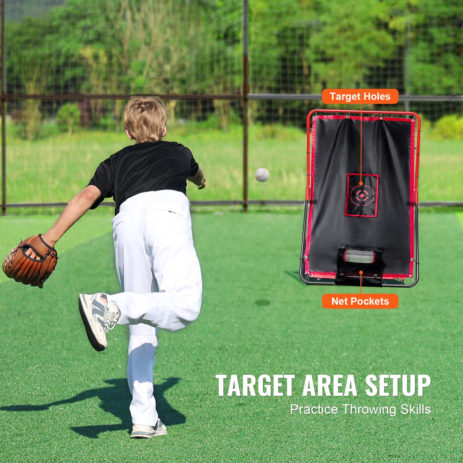 VEVOR Rete da Rimbalzo Baseball Softball 2 in 1, 914 x 1372 mm Switch Hitter Pitch Trainer