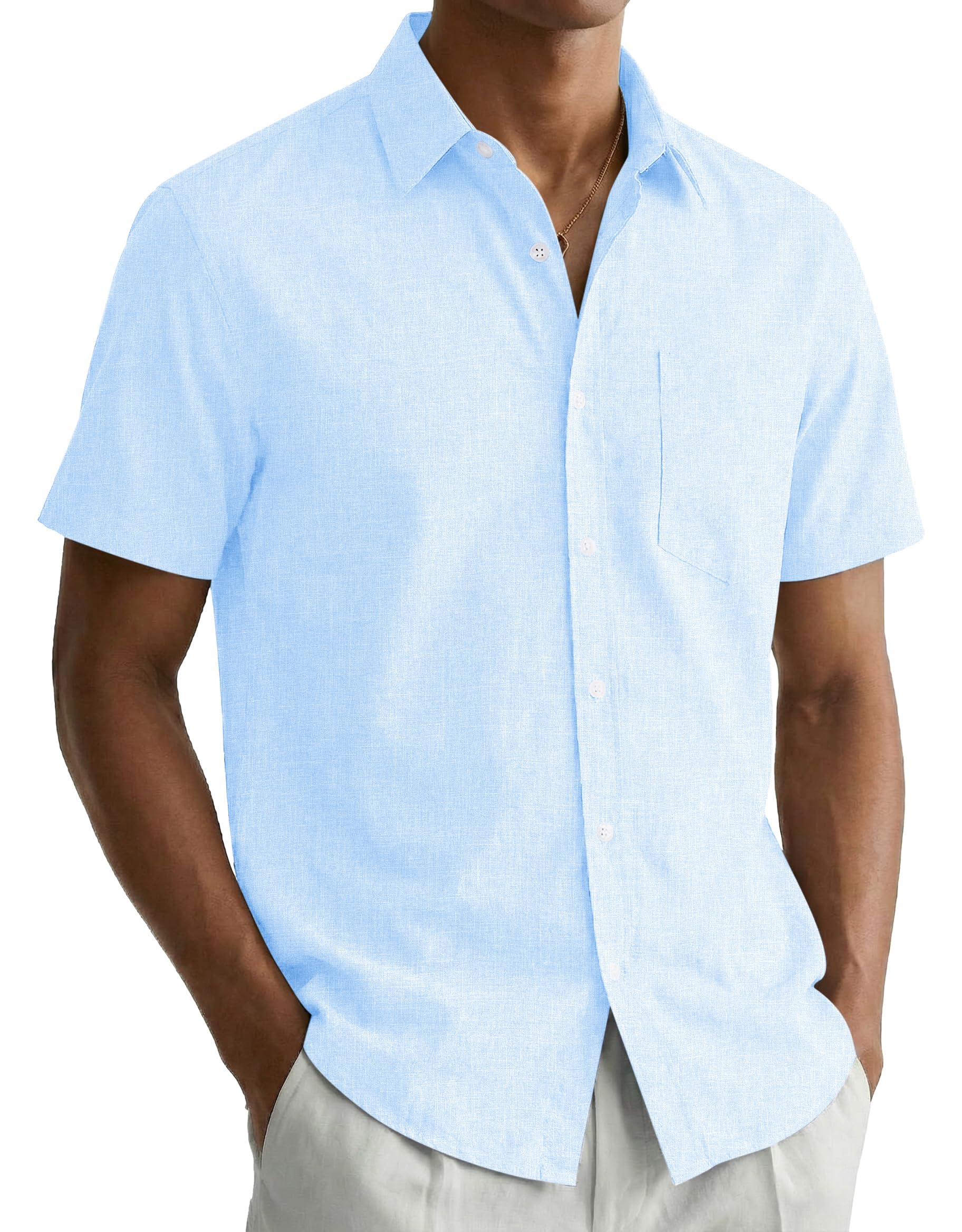 Mens Shirts Short Sleeve Summer Shirt Regular Fit Casual Shirts Holiday Shirt with Pocket