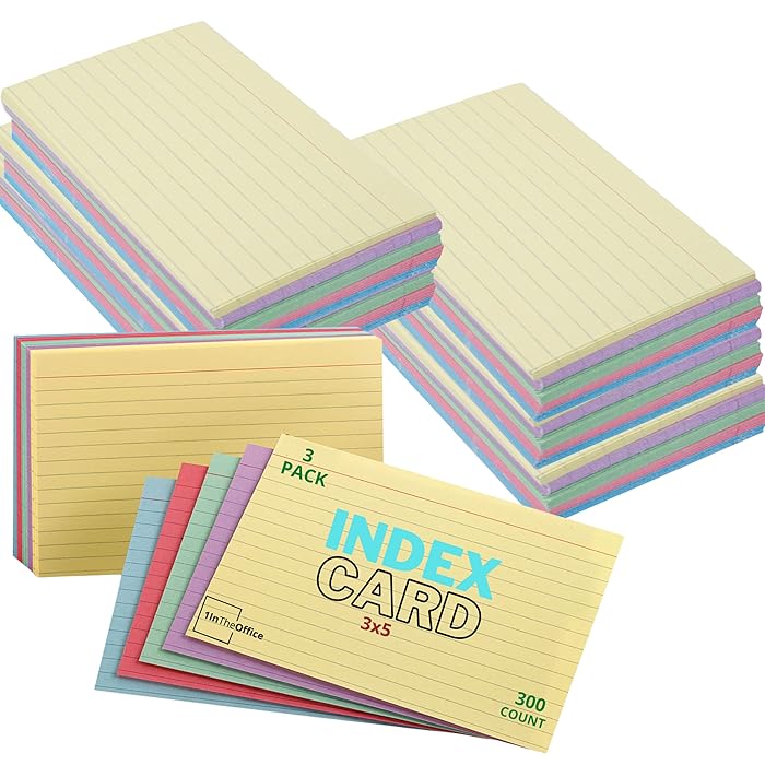 Buy 1InTheOffice Index Card 3x5, Colored Notecards, Pastel Index Cards