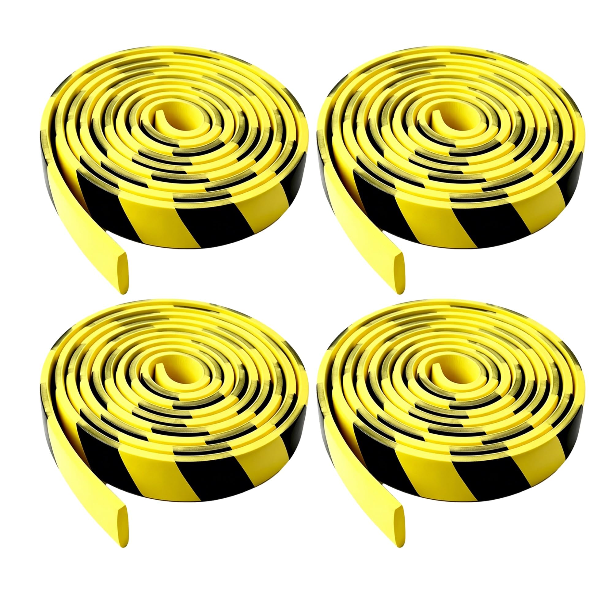 Rubber Foam Edge Protector, 197IN Self-Adhesive Yellow Black Wall Guard Bumper, 4 Pack Safety Corner Edge Padding for Garage, Workshop, Machinery & Warehouse