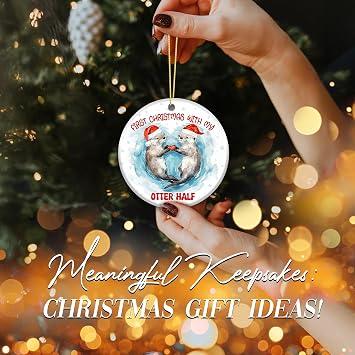 Couple Ornament, First Christmas with My Otter Half Ornament 2025 Cute Otter Couple Christmas Ornament, Newlywed Gift, Together Keepsake, Romantic Animal Holiday Tree Decoration