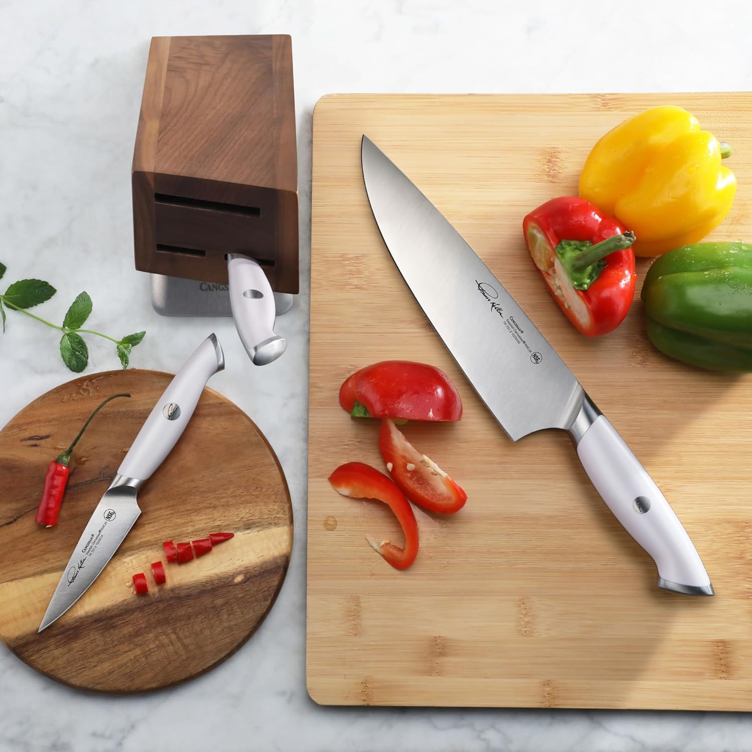 Cangshan Thomas Keller Signature Collection 4-Piece Knife Block Set, White