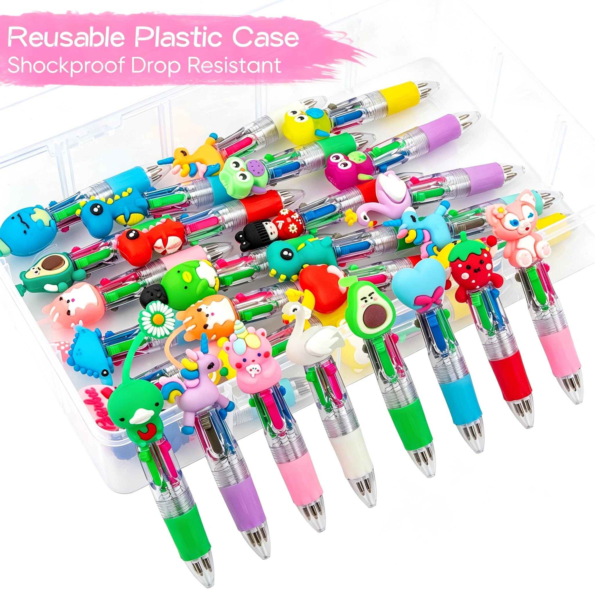 Penne Multicolore 4 Colori 30 Pezzi con Animali Kawaii per Compleanni Feste Regali