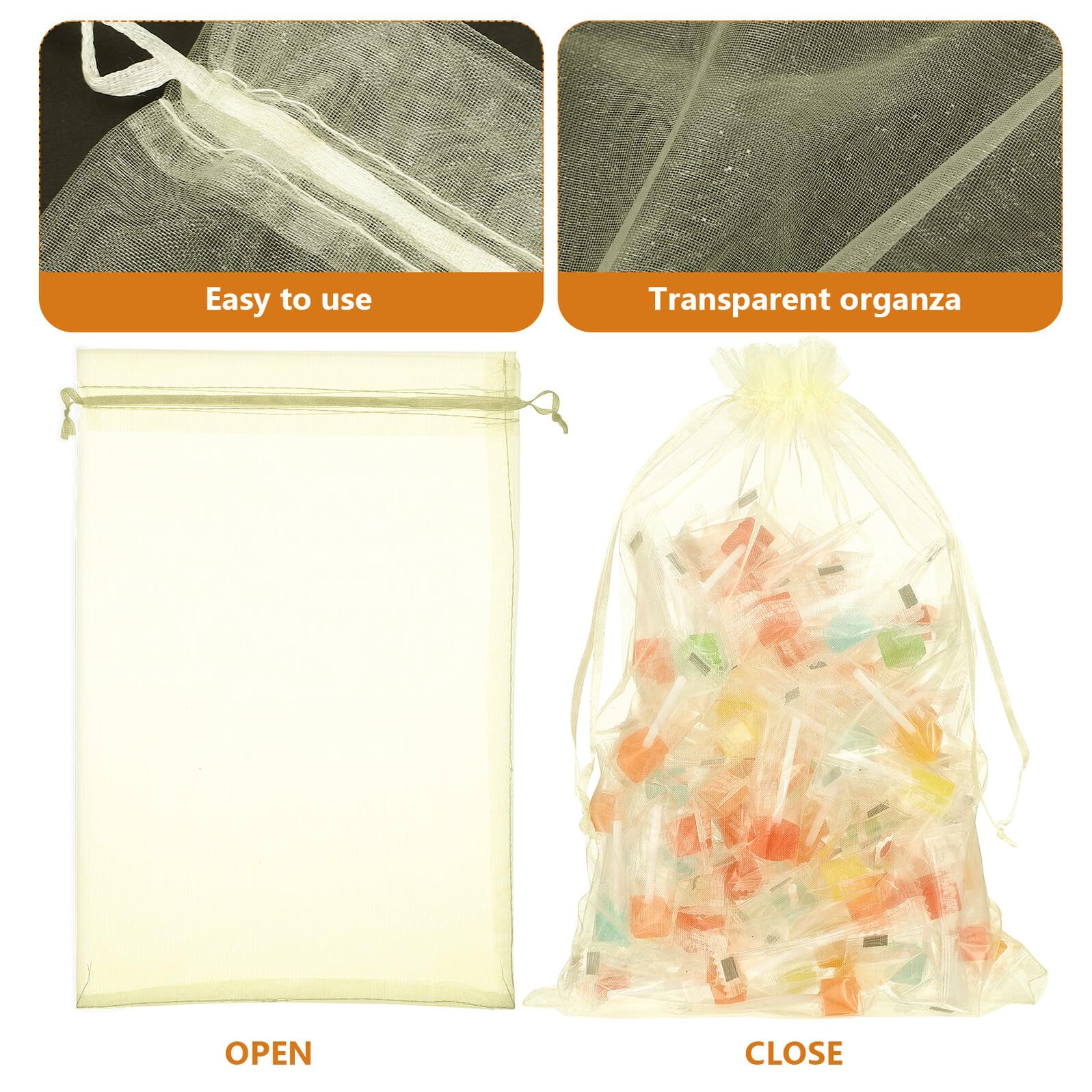 DECOMELODY 50stücke Kleine Organzabeutel mit Kordelzug Süßigkeitenverpackungsbeutel Dekorative Gastgeschenke für Hochzeiten Weihnachten Ostern und Mehr Anlässe
