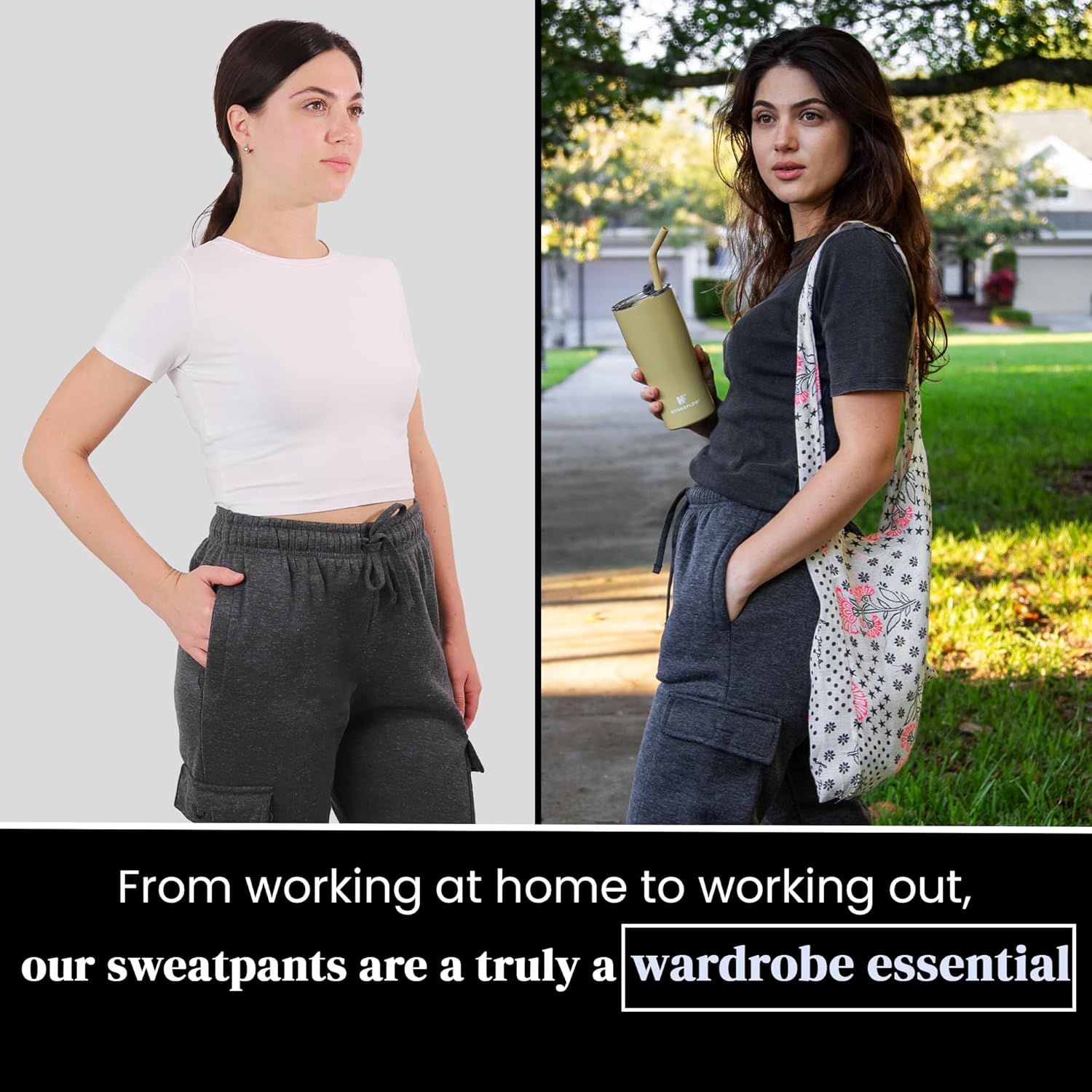 [2 Pack] Cargo Jogger Pants for Women Casual Lounge Sweatpants Ultimate Comfort and Super Soft Feel - Image 6