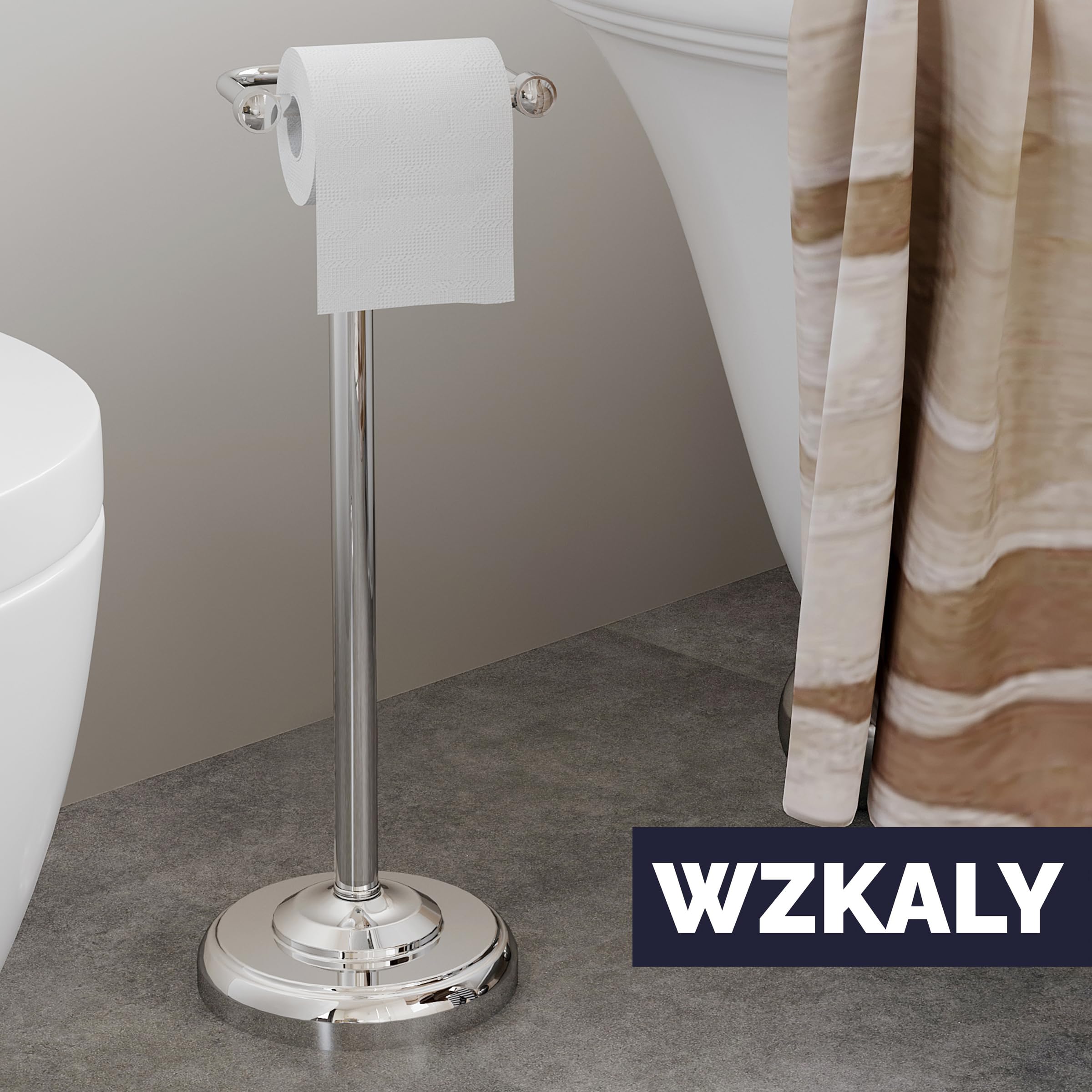 Toilet Paper Holder Stand Stainless Steel & Weighted Base Chrome — Amazon image 9