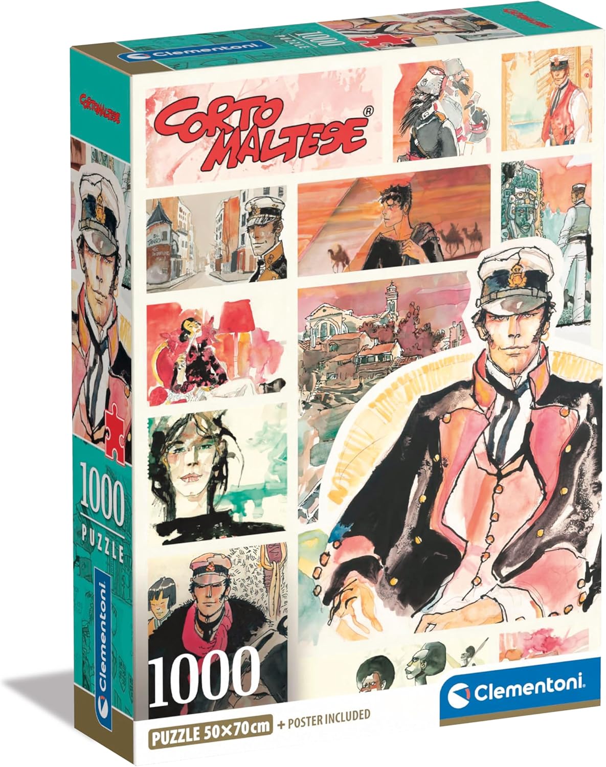Clementoni - Corto Maltese Maltese - 1000 Pieces, Comic Puzzle, Author Illustrations, Vertical, Fun for Adults, Made in Italy, Multicoloured, 39807