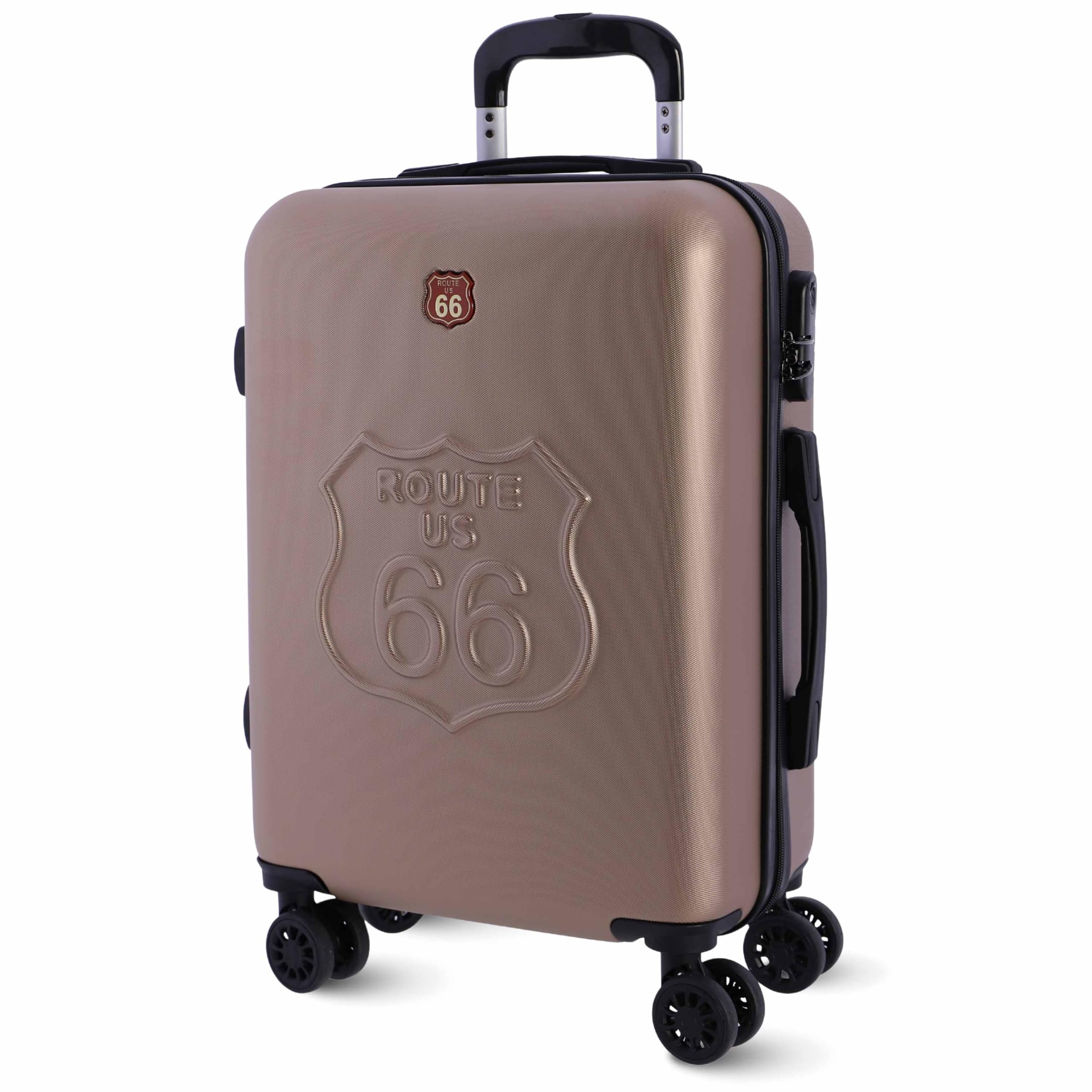 Route 66 - Handgepäck Koffer 55x40x20 Hartschale 4 Rollen Trolley Leicht