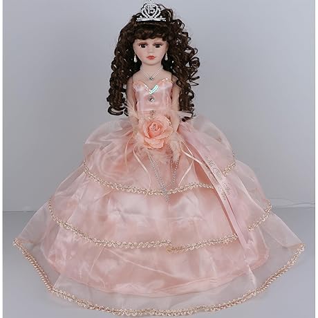Exquisite 18" Porcelain Quinceanera Umbrella Doll - A Timeless Keepsake for Your Special Day