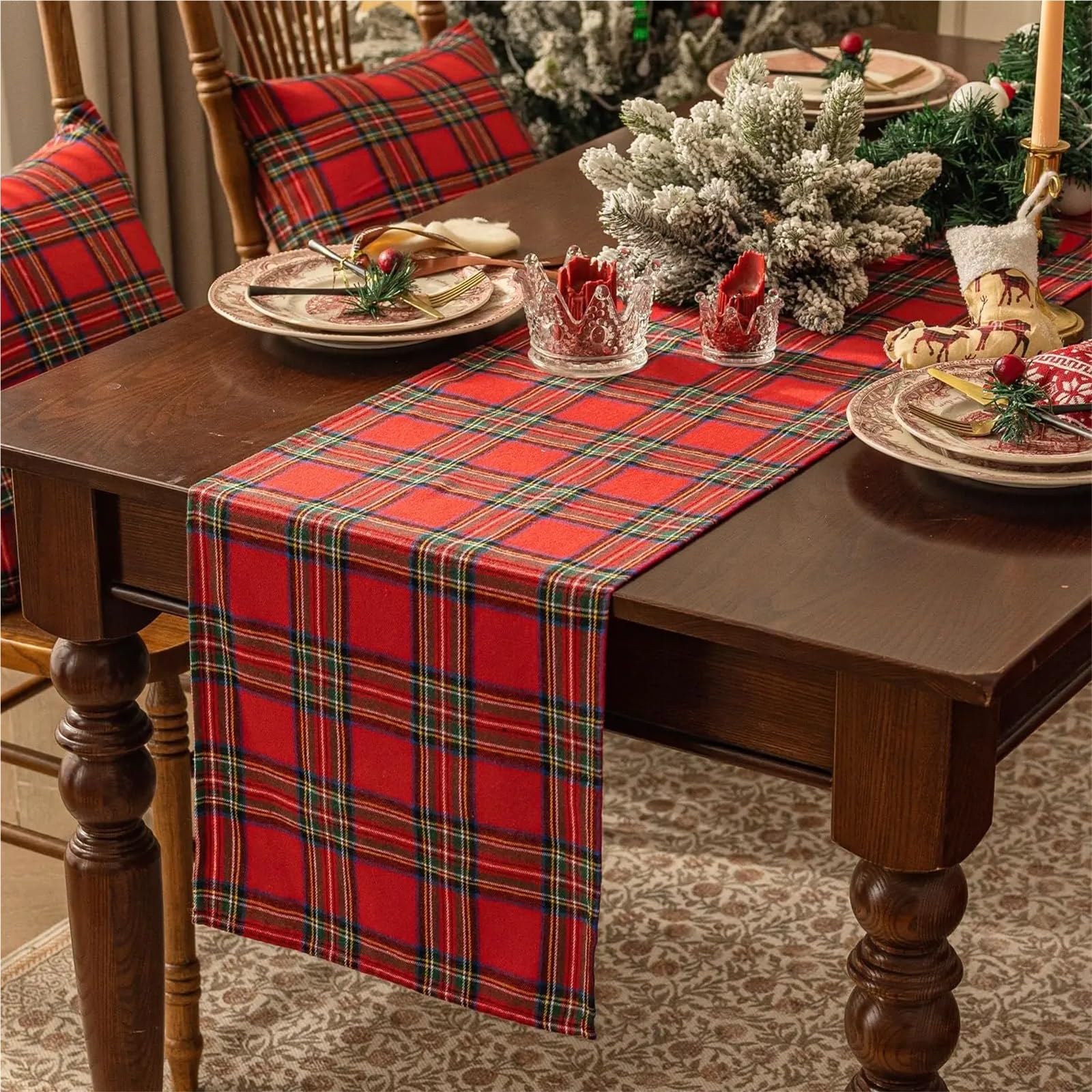 Elegante e lussuoso Runner da tavolo natalizio, tovaglia scozzese in tartan scozzese, Decorazioni per la casa for tavolo da pranzo for la Cucina di casa, for la copertura del tavolo della festa di Nat