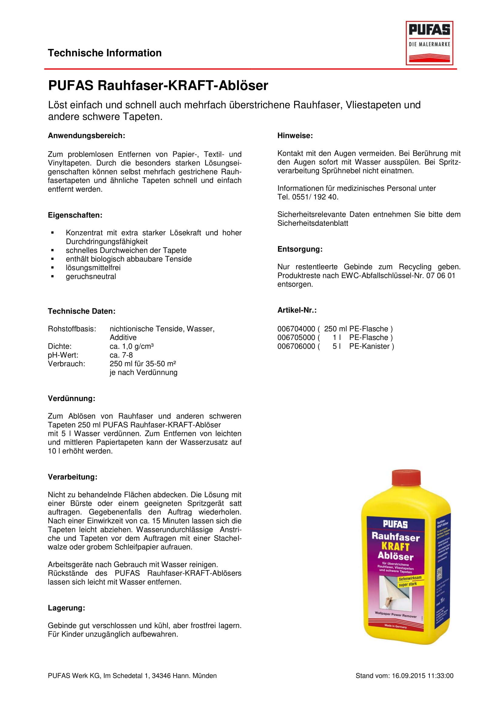 Sparset: 2x Pufas Rauhfaser KRAFT-Ablöser 5 Liter