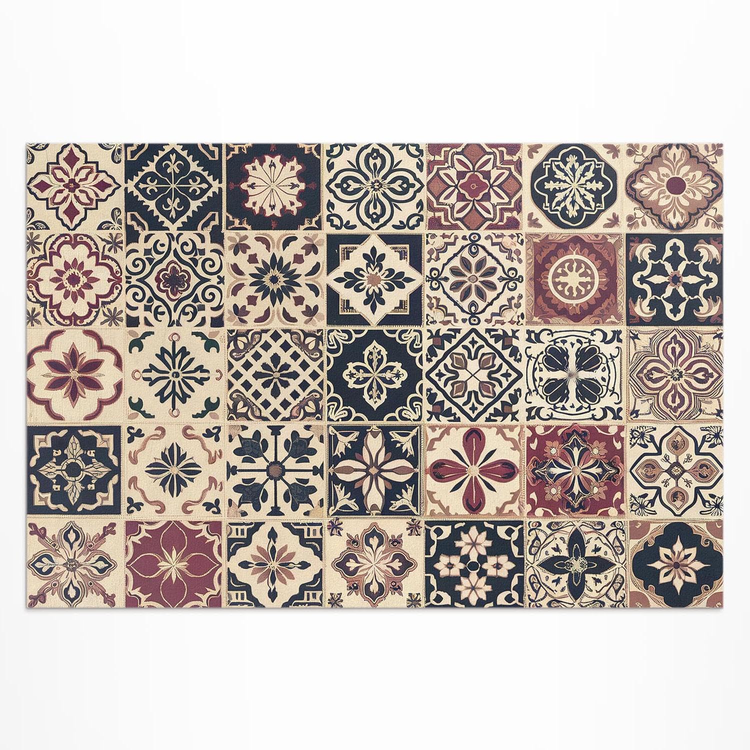 Tapis en vinyle 100x150 cm pour balcon et terrasse motif tuiles anciennes