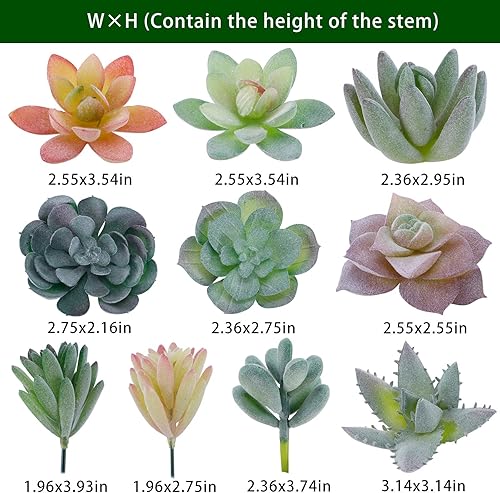 Miniatura 2 de CEWOR 20 piezas de suculentas artificiales flocadas mini plantas suculentas falsas decoración de primera calidad para manualidades hogar pared