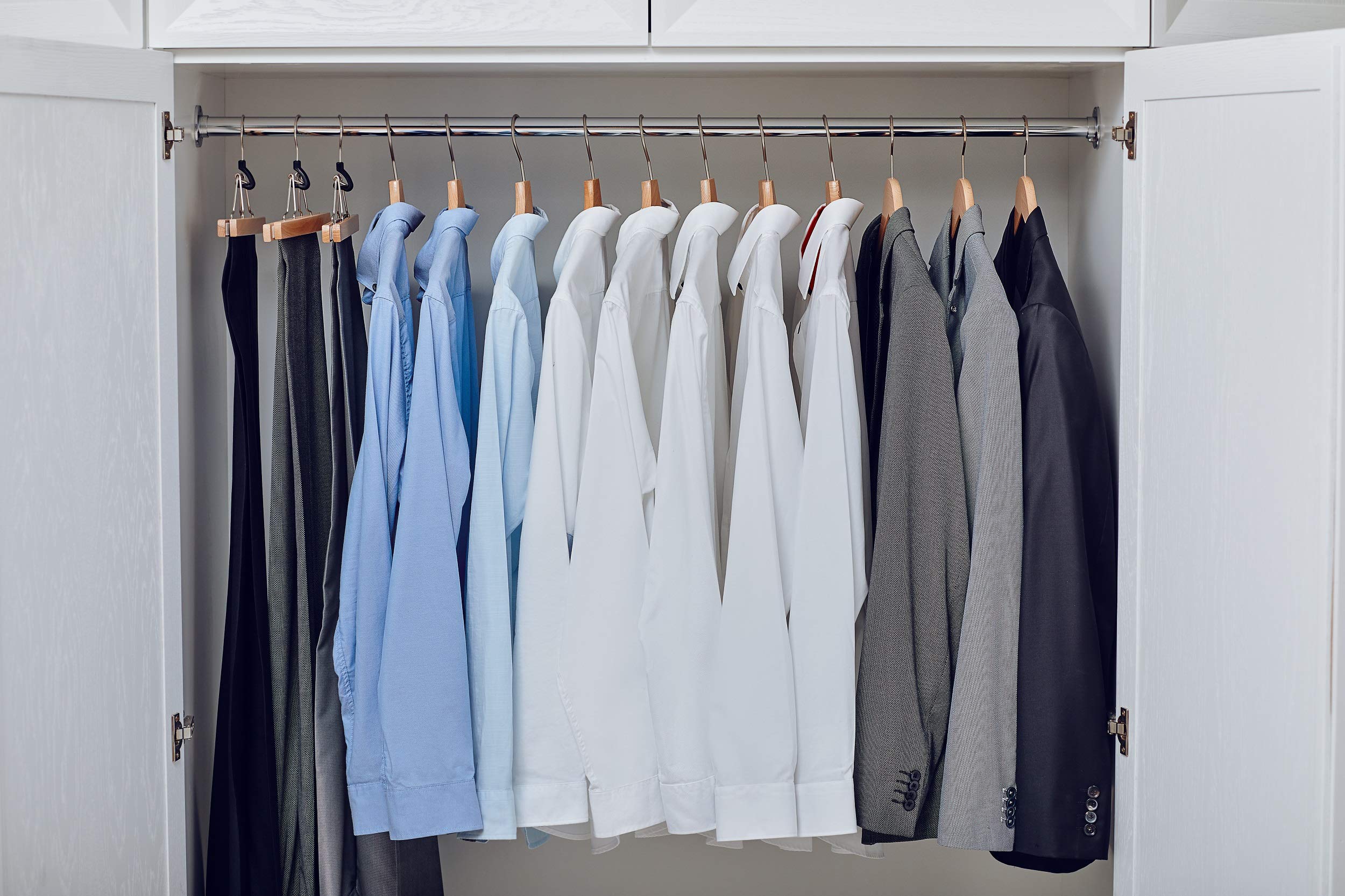 Lot De 10 Cintres En Bois De Hêtre Massif, Laqués Naturels