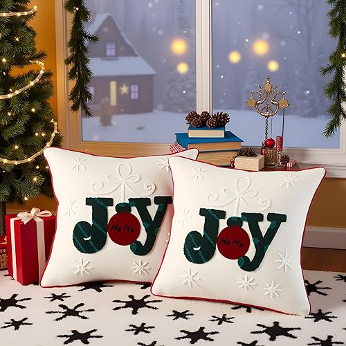 Miniatura 6 de Tosleo Joy - Juego de 2 fundas de almohada de Navidad de 18 x 18 pulgadas, decoración de fiesta de Navidad, fundas de cojín suaves para sofá, cama,