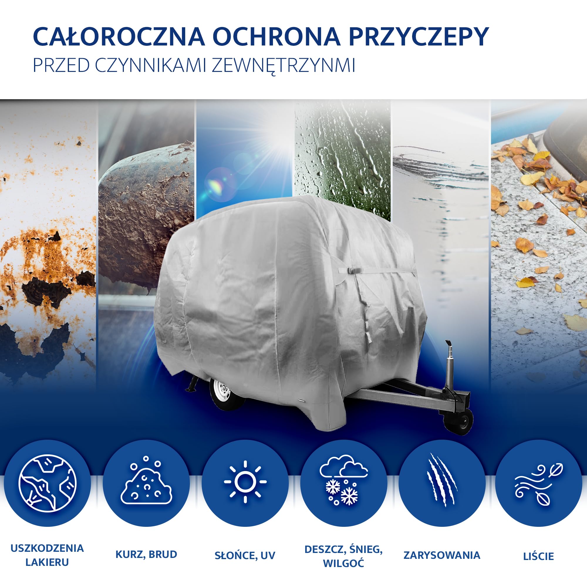 Pokrowiec na przyczepę kempingową - odpowiednia dla Niewiadów N126 5-warstwowa Plandeka okryciowa oddychająca i odporna na warunki atmosferyczne - Wytrzymały pokrowiec ochronny