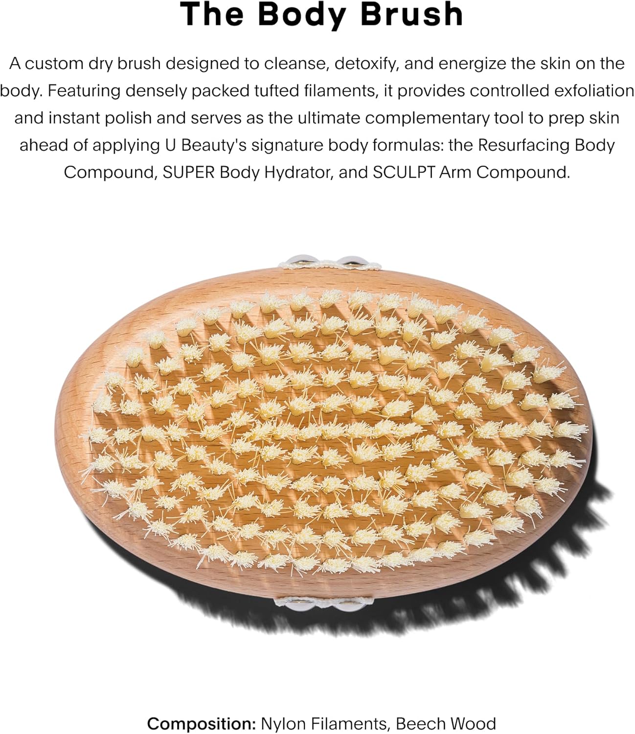 Body Brush with Natural Bristles - Body Brush for Dry Skin, Body Scrub Brush, and Foot Massage Brush - Long Handle, Wooden Handle, Bath Brush for Men and Women