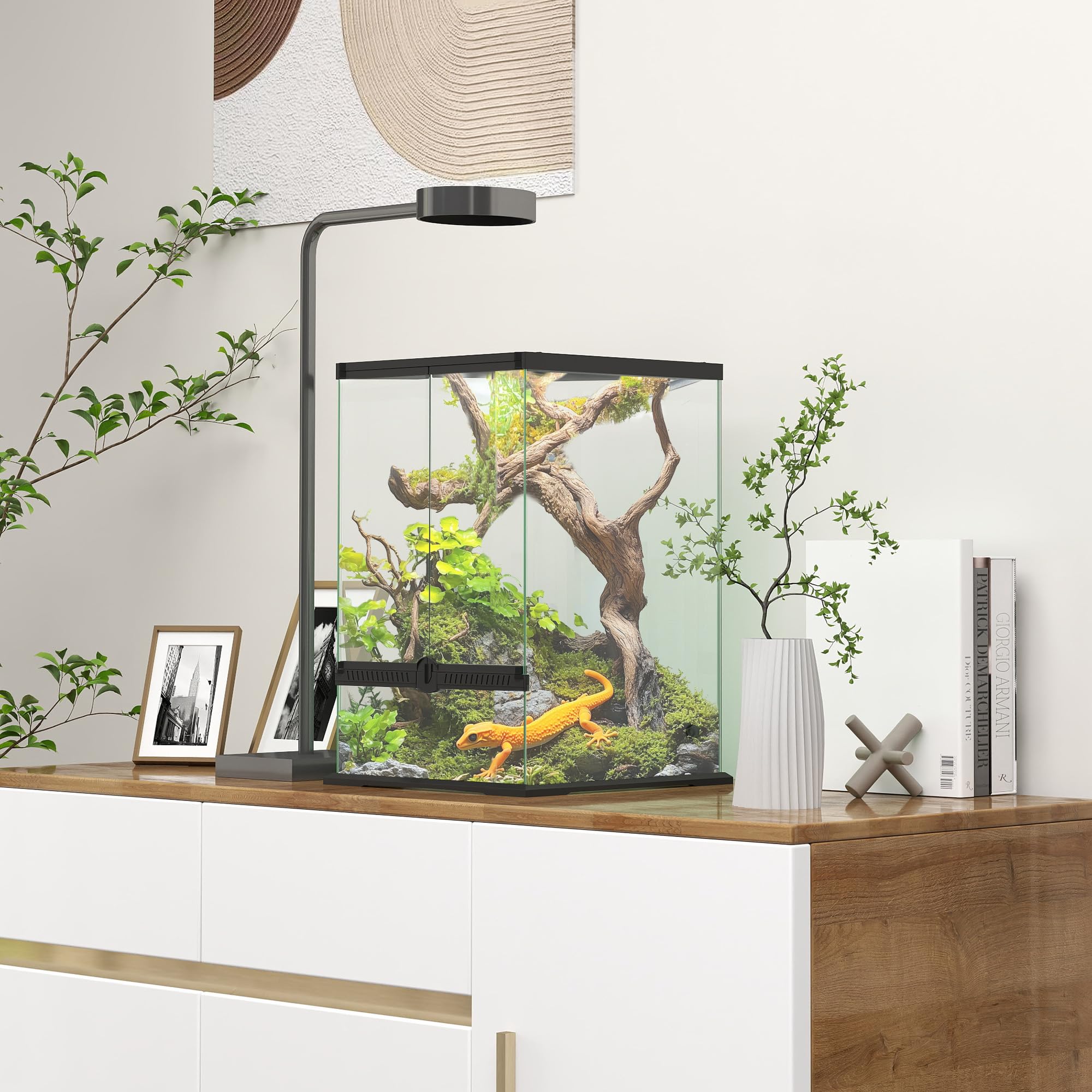 PawHut Terrario de cristal para reptiles, ventilación, 30 x 30 x 45 cm | 40L, ranas, lagartos, serpientes, tortugas, tortugas