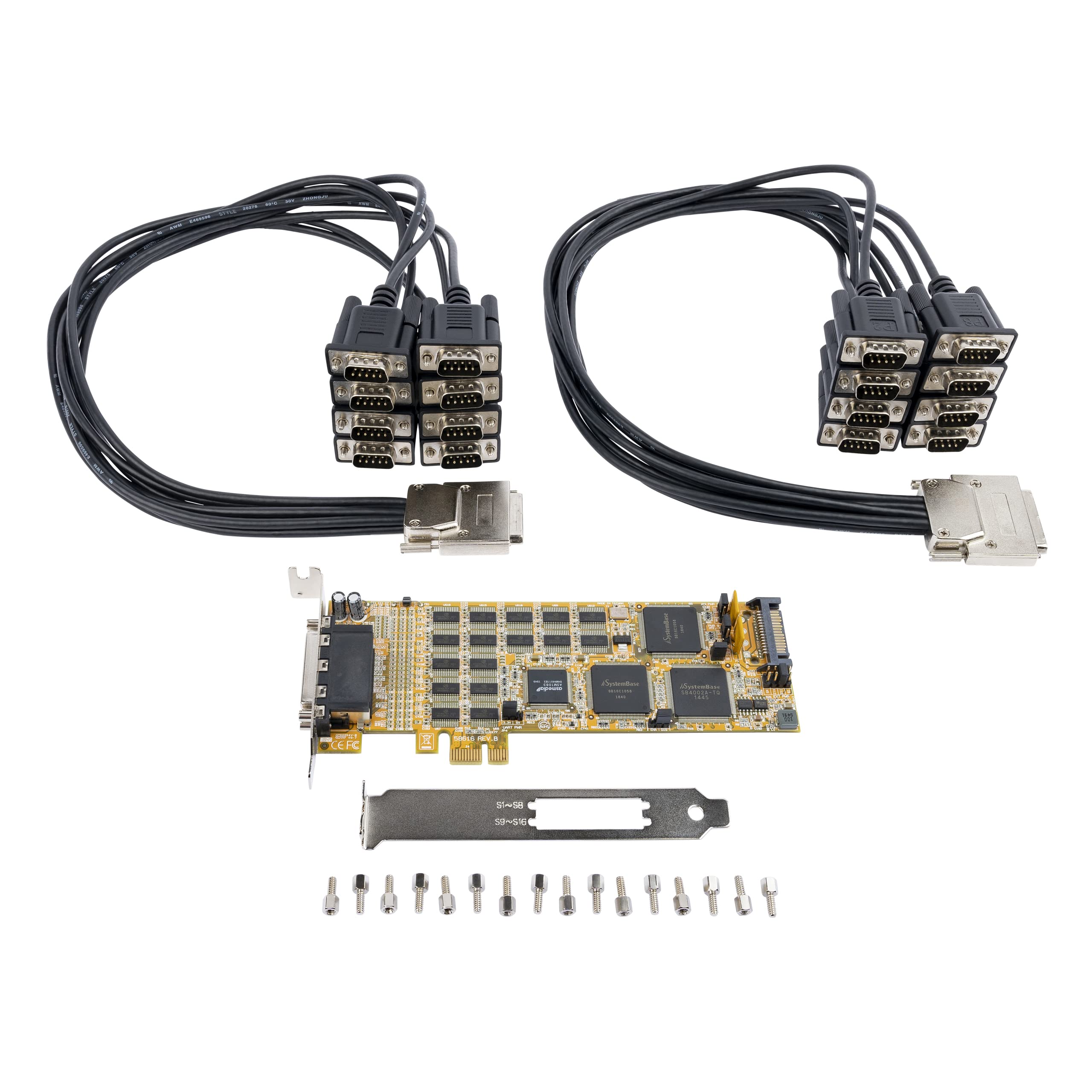 StarTech.com Carte Série PCI Express - 16 Ports DB9 RS232 - Low + Full Profile - Adaptateur Série Multiport - Carte Série PCIe (PEX16S550LP)