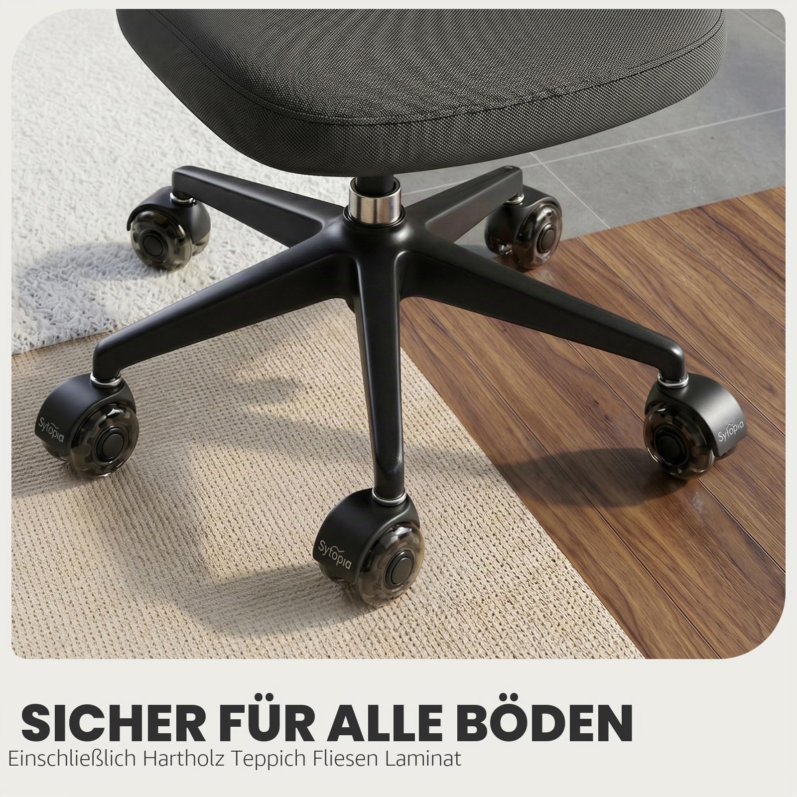 Sytopia Bürostuhl Rollen 11x22MM, Bürostuhlrollen 5er-Set (Matte Black)