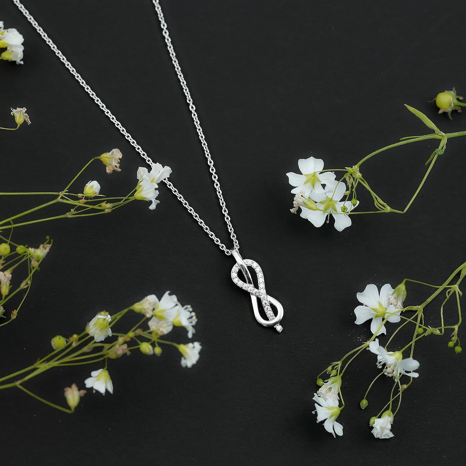 Certified Moissanite Infinity Necklace With Silver Chain, D-Vs1 Quality, Moissanite Knot Pendant - Unique Gift For Women - Image 2