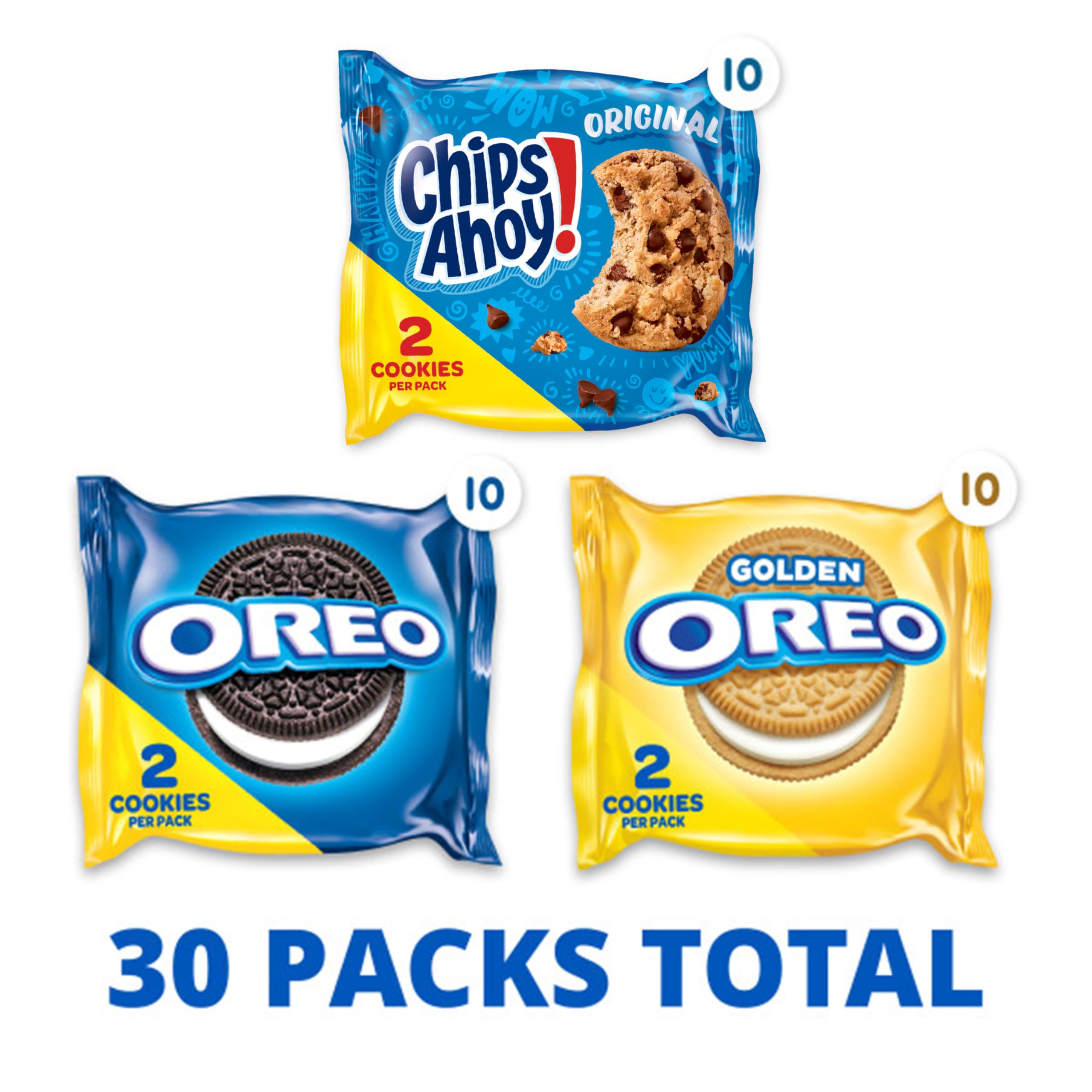 Nabisco Sweet Treats - Paquete de 30 galletas OREO, OREO Golden & CHIPS AHOY!, paquete de 30