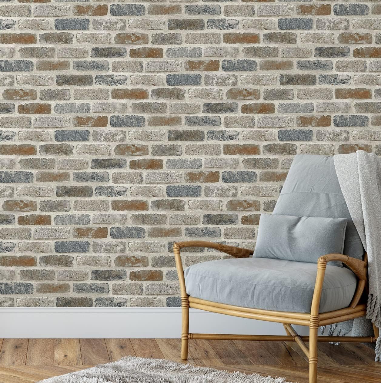 SV5450 Tan Brick Wallpaper Peel & Stick Tan/Gray/Light Brown